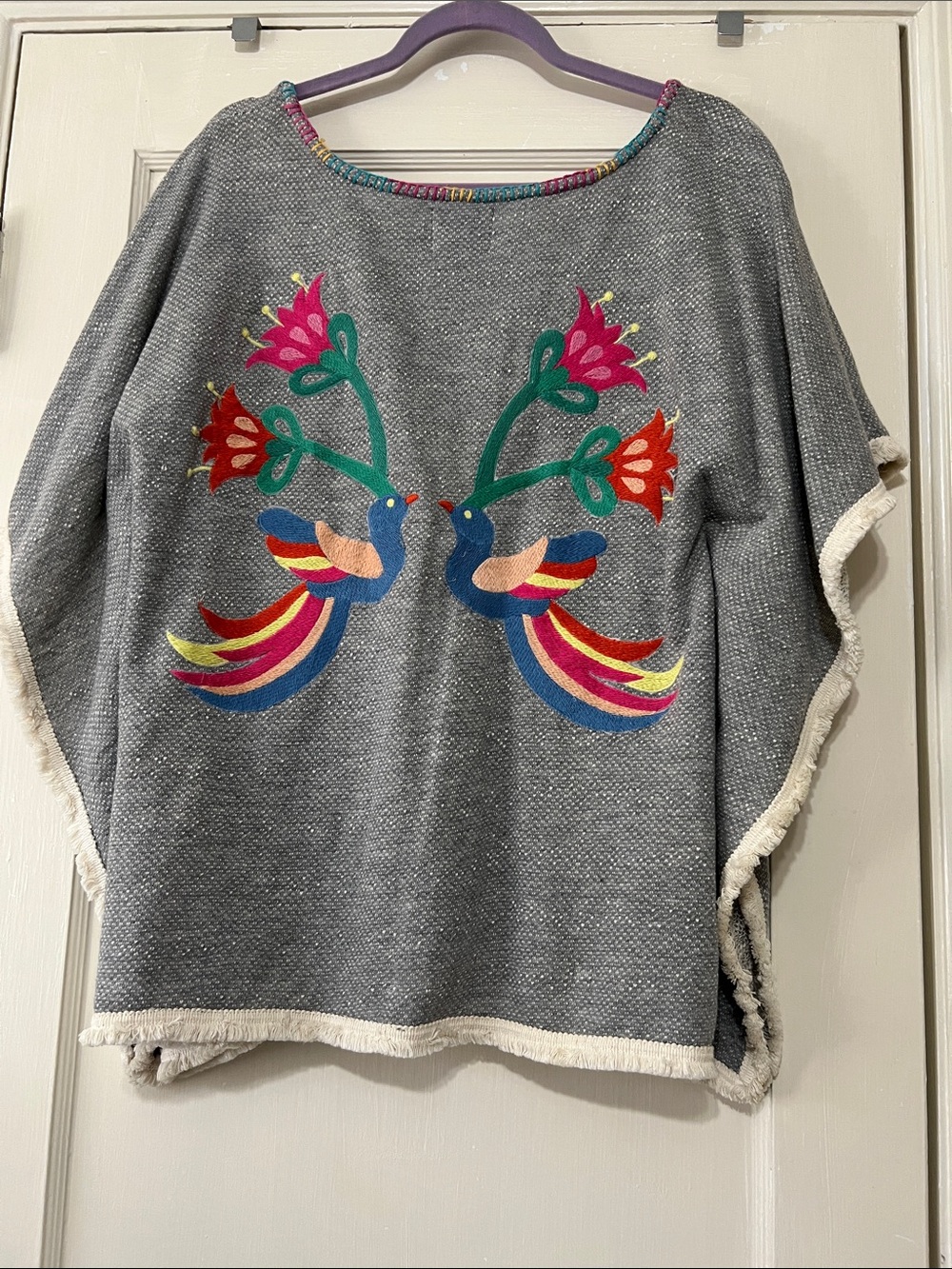 Judith March Grey knit poncho